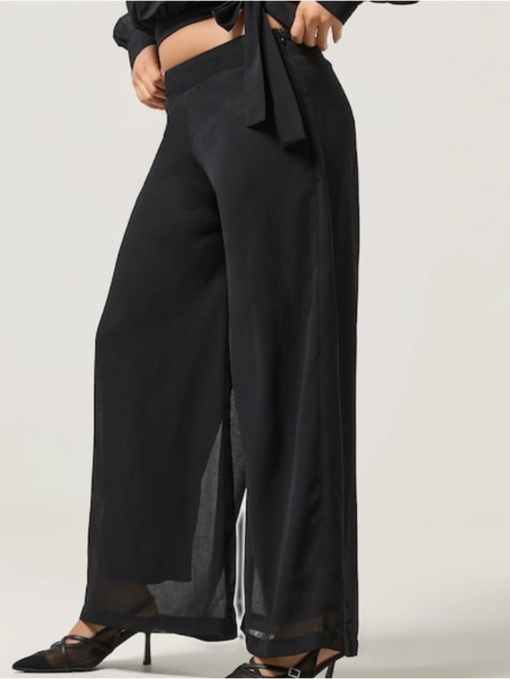 Black Palazzo pants.  Chiffon. 1xl - Picture 2 of 7